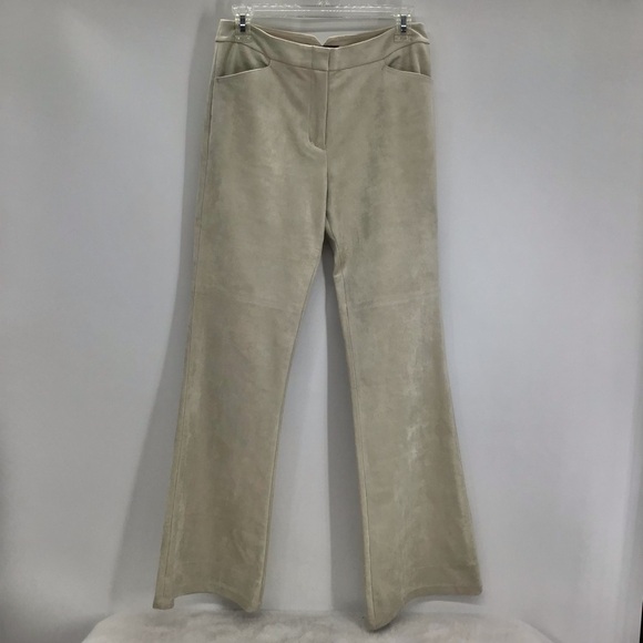 BCBGMAXAZARIA Steph Faux-Suede Flared Pants Career Luxury Gray/Taupe Size 4 - Picture 1 of 9